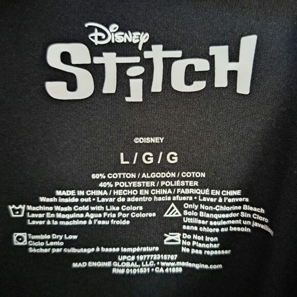 Disney's Lilo & Stitch Naughty Men's Graphic Crew Neck Tee NWT Large - Picture 4 of 4